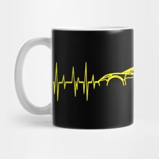 C8 Corvette Heartbeat Accelerate Yellow Supercar EKG Sports Car Heart Rate Mug